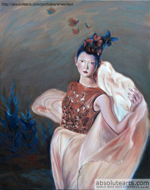 Artist Wenli Liu. 'Lady Butterfly' Artwork Image, Created in 2013, Original Painting Acrylic. #art #artist