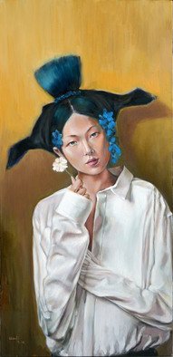 Wenli Liu: 'once upon a time', 2015 Oil Painting, Figurative. We carry what we were born with, and we adapt what is coming to us. Our life journey is ever changing. ...
