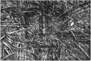 Wieslaw Haladaj: 'APPEARANCEDP7', 2013 Intaglio, Abstract Figurative.          BLACK AND WHITE         ...