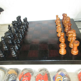 Chess Table Made With Ebony Wood, Dimitri Sonkeng