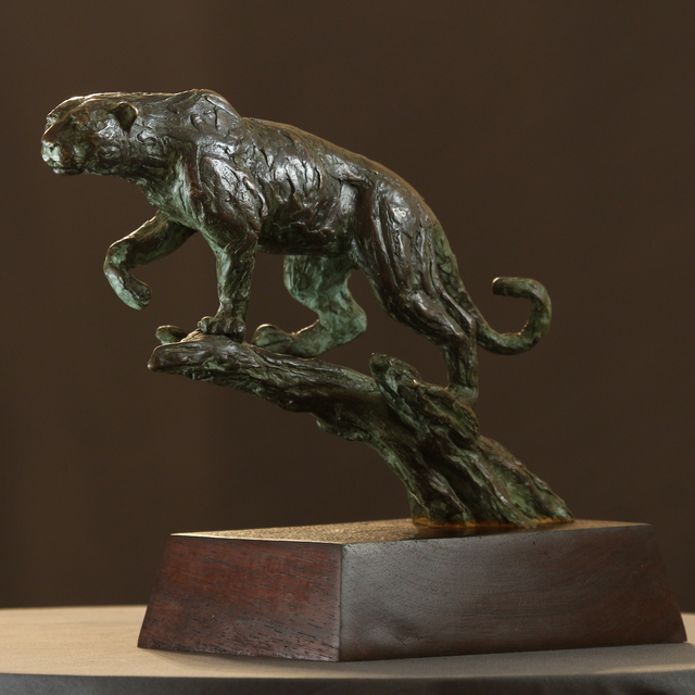 Artist Willem Botha. 'Stalking Leopard' Artwork Image, Created in 2019, Original Sculpture Bronze. #art #artist