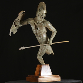 Willem Botha: 'ares the god of war', 2019 Bronze Sculpture, Figurative. Artist Description: Ares is the god of war, one of the Twelve Olympian gods and the son of Zeus and Hera. In literature Ares represents the violent and physical untamed aspect of war, which is in contrast to Athena who represents military strategy and generalship as the goddess of intelligence...
