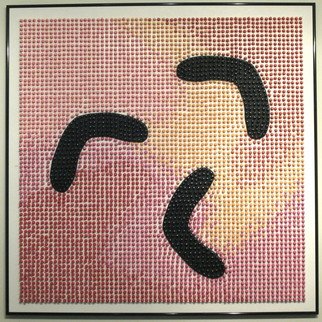 Will Hanlon: 'Beach Boomerangs', 2013 Mosaic, Abstract.    5,000 Push Pins on Foam Board   ...
