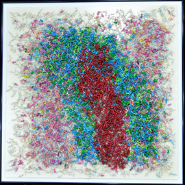 Will Hanlon: 'Unmoored', 2013 Mixed Media Sculpture, Abstract. Artist Description:        4,000 Custom Painted Push Pins on Foam Board       ...