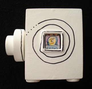 Wilson Sasso: 'LITTLE BOX 1', 2007 Mixed Media, Comics.  This is an interactive piece. An spinning knob shows little comics figures made of nankin and water color.  ...