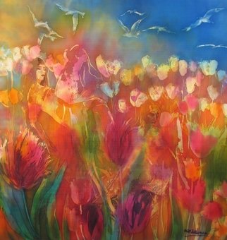 Will Kellermann: 'Flowerpower', 2008 Other Painting, Floral.  silkcolor, painting on silk, bright colors, impressionism ...