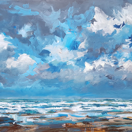 Wim Van De Wege: 'north sea xl series 2', 2019 Acrylic Painting, Seascape. Artist Description: A beautiful and colourful XXXL painting on stretched canvas 200x130 cm This painting is painted in the midday after a rain shower with a lot of wind. In the foreground a part of the beach.The large painting is stretched on 64 mm stretchers and is carefully shipped ...