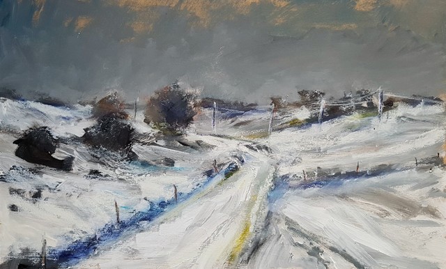 Artist Wim Van De Wege. 'Snowy Landscape Yorkshire' Artwork Image, Created in 2019, Original Mixed Media. #art #artist