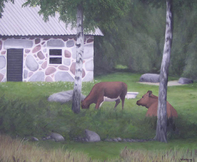 Artist Peter Winberg. 'Resting Cows' Artwork Image, Created in 2003, Original Painting Other. #art #artist