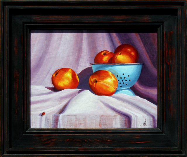 Artist Wm. Kelly Bailey. 'Apricots And A Lady' Artwork Image, Created in 2013, Original Painting Acrylic. #art #artist
