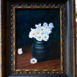 Wm Kelly Bailey: 'Daisies', 2011 Acrylic Painting, Floral. Artist Description: Daisies Acrylic painting on canvas panel.  Size shown is image size frame size is 17. 25 x 14. 25.  Private Collection, Houston, TX...