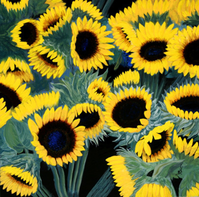 Artist Wm Kelly Bailey. 'Sunflowers' Artwork Image, Created in 2007, Original Painting Acrylic. #art #artist