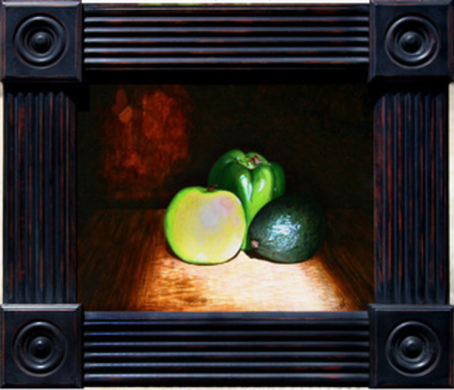 Wm Kelly Bailey  'Three Green Amigos', created in 2013, Original Painting Acrylic.