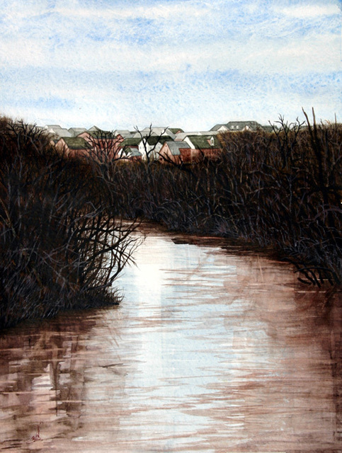 Wm Kelly Bailey  'Winter Bayou', created in 2006, Original Painting Acrylic.