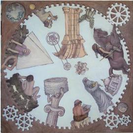 Wendy Lippincott: 'Timepiece', 2003 Oil Painting, History. Artist Description: Historical painting representing different time periods...