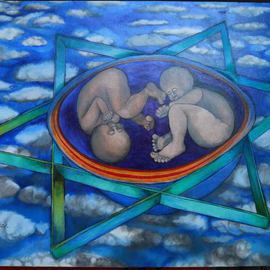 Dana Wodak: 'Yin Yang symbol', 2014 Oil Painting, Comics. Artist Description:  spiritual cosmic univers art realistic oilpaintings in thin layers of colourfineart ...