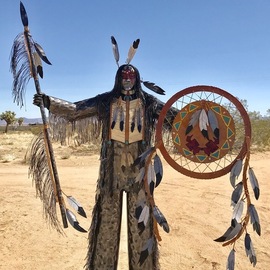 Jim Rahier: 'crazy feathers', 2017 Steel Sculpture, People. Artist Description: Crazy Feathers was created to validate native Americans praying to the spirits for balance in our planet. He represents pride and commitment to helping man create a smaller footprint. A keeper of the old ways. ...