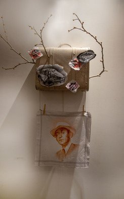 Wanda Torres: 'valise de la memoire ii', 2018 Assemblage, Figurative. Assemblage, suitcase, wood, fabric, drawing ...