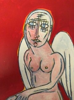 Luc Wunenburger: 'axelle my angel', 2019 Oil Painting, Mystical. acrylic and watercolor crayon on paper...