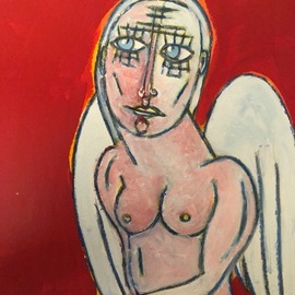 Luc Wunenburger: 'axelle my angel', 2019 Oil Painting, Mystical. Artist Description: acrylic and watercolor crayon on paper...