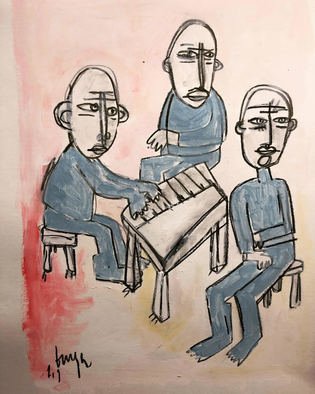 Luc Wunenburger: 'jazz', 2019 Oil Painting, Music. acrylic and watercolor crayon...
