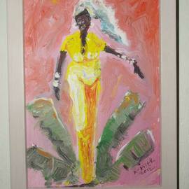 Xavier Mc Phie: 'Banana Woman Yellow on Pink', 2012 Acrylic Painting, Mystical. Artist Description: Fertility piece. Return of the Godzzz series. Acrylics on canvas.       ...