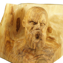 Kir Asariotis: 'socrates', 2014 Wood Sculpture, Mythology. Artist Description:   Socrates ancient Athenian philosopher. carving olive wood  ...