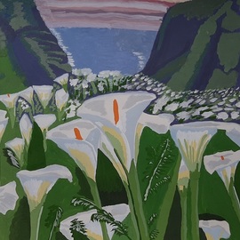 Yana Syskova: 'calla lilies in the mountains', 2020 Other Painting, Floral. Artist Description: Gouache on paper. ...