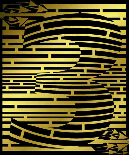 Yanito Freminoshi  'Golden PriMaze Prime Number Maze Of THREE', created in 2013, Original Digital Drawing.