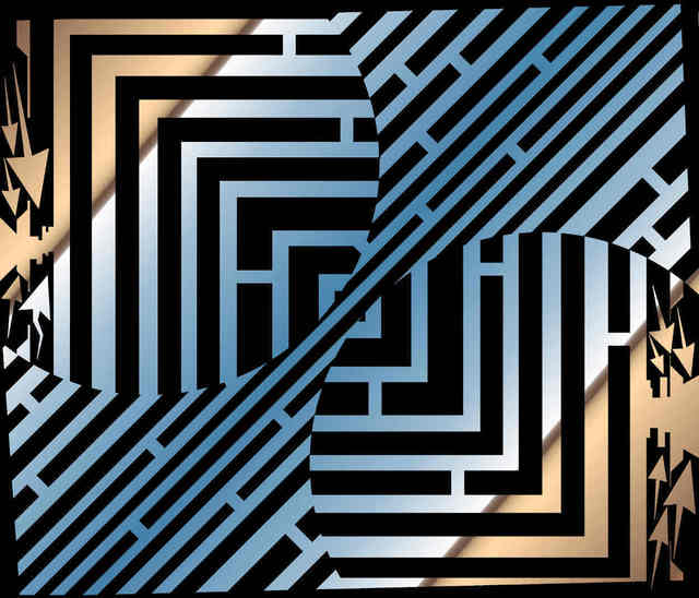 Yanito Freminoshi  'Squared Spheres Maze Art', created in 2013, Original Digital Drawing.