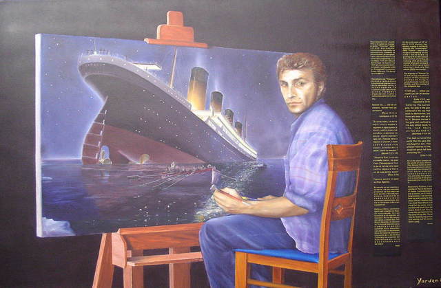 Artist Yordan Enchev. 'Selfportrait With A Message' Artwork Image, Created in 2009, Original Painting Oil. #art #artist