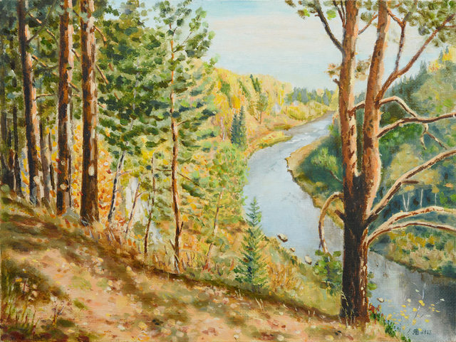 Vladimir Yaskin  'Autumn Sunny Day On Derzha River', created in 2013, Original Painting Oil.