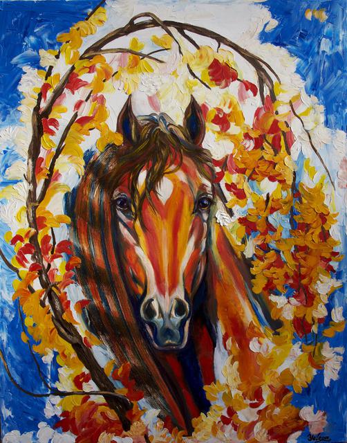 Artist Yelena Rubin. 'Firefall Horse' Artwork Image, Created in 2011, Original Painting Acrylic. #art #artist