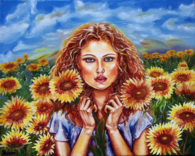 Yelena Rubin  'Summers Sunflowers', created in 2013, Original Painting Acrylic.