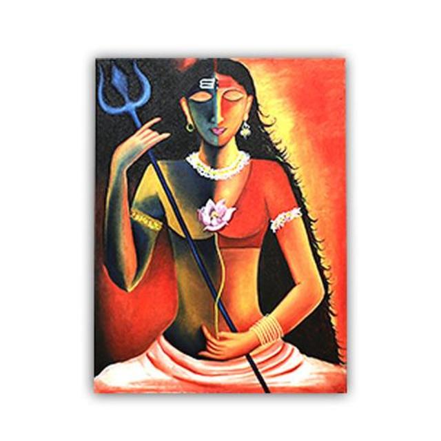 Riya Sharma  'Fusion Shiva Painting', created in 2016, Original Painting Oil.