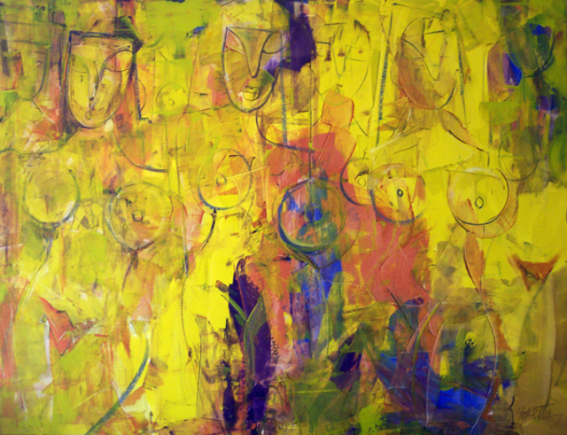 Artist Paul Ygartua. 'Yellow Ladies' Artwork Image, Created in 2007, Original Painting Acrylic. #art #artist