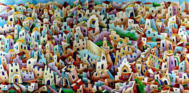 Artist Yosef Reznikov. 'Composition 53 Jerusalem' Artwork Image, Created in 2020, Original Painting Other. #art #artist