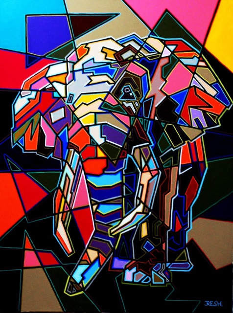 Artist Yosef Reznikov. 'Composition Elephant' Artwork Image, Created in 2021, Original Painting Other. #art #artist