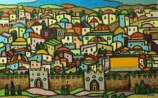 Yosef Reznikov: 'composition jerusalem', 2021 Mixed Media, Judaic. Jerusalem in painting.Jerusalem remains a favorite subject of painting today  many Israeli and foreign artists have managed to realistically or symbolically express the peculiar beauty and special color of the Holy City. This topic is very close to us. We have completed a significant number of paintings on this ...