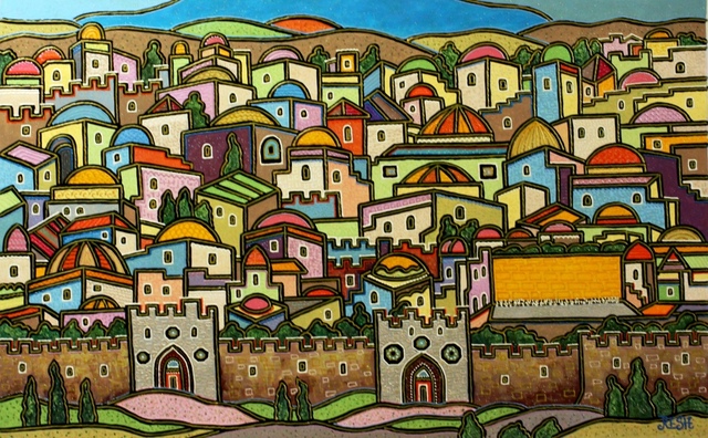 Yosef Reznikov  'Composition Jerusalem', created in 2021, Original Painting Other.