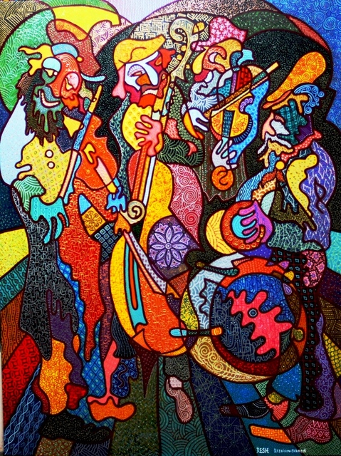 Yosef Reznikov  'Composition Musicians', created in 2018, Original Painting Acrylic.