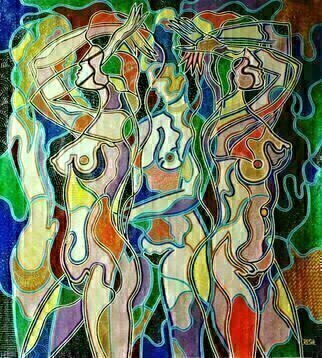 Yosef Reznikov: 'graces', 2019 Acrylic Painting, Erotic. FEMALE IMAGE.  In art, there are eternal themes.  One of them is the theme of women.  Every era has its own ideal of a woman.  The whole history of mankind is reflected in the way people saw a woman.Female character has always attracted special attention of artists.  By portraits, ...