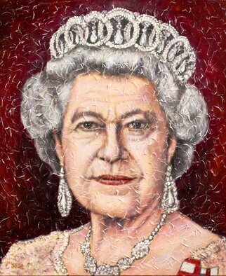 Yosef Reznikov: 'portrait queen elizabeth ii', 2020 Mixed Media, Portrait. With the death of Elizabeth II, an entire era ends. She was directly involved in all the important events of the past and present centuries. May her memory be blessed We previously made her portrait. We didn t exhibit it or show it. This is the first time.Portrait of  ...