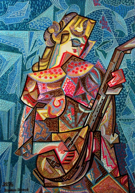 Artist Yosef Reznikov. 'The Woman With A Mandolin' Artwork Image, Created in 2018, Original Painting Other. #art #artist