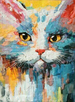 Jinsheng You: 'cat abstract 1228', 2023 Acrylic Painting, Animals. I d like to express my emotion with vibrant colors and unique brush. This is an originalabstract oil painting on canvas, it is one- of- kind, i have got it done recently.PLEASE KEEP THAT IN MIND: ALL MY PAINTINGS VIEWED IN PERSON MORE BEAUTIFUL THAN THE IAMGES BECAUSE ...