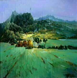 Jinsheng You: 'chinese rural village 253', 2019 Oil Painting, Landscape. This is an original unique oil painting on canvas. The work was signed in the back by the artist. It will be rolled in a tube for shipping. ...
