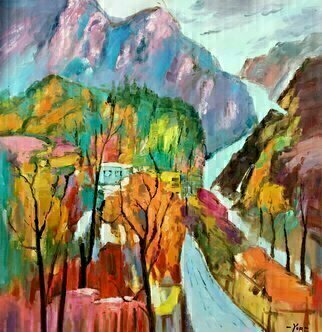 Jinsheng You: 'colorful autumn 333', 2020 Oil Painting, Landscape. This is an original unique oil painting on canvas. The work was signed in the back by the artist. It will be rolled in a tube for shipping. ...