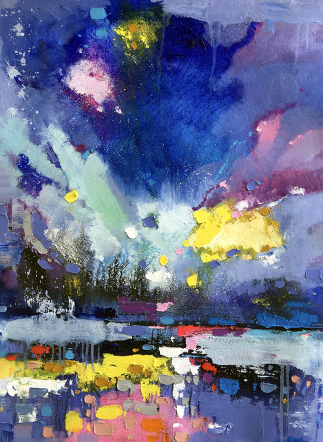 Artist Jinsheng You. 'Colorful Sky 606' Artwork Image, Created in 2019, Original Painting Oil. #art #artist