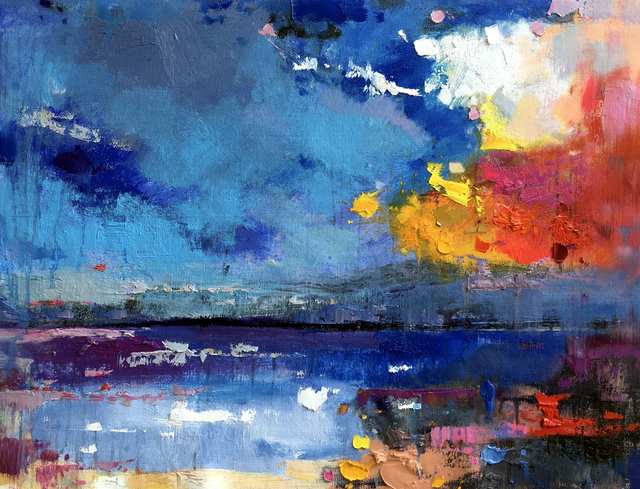 Artist Jinsheng You. 'Colorful Sky 623' Artwork Image, Created in 2019, Original Painting Oil. #art #artist
