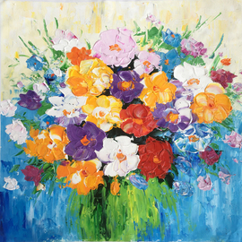 Jinsheng You: 'floral in vase 1232', 2023 Acrylic Painting, Floral. Artist Description: I d like to express my emotion with vibrant colors and unique brush. This is an originalabstract oil painting on canvas, it is one- of- kind, i have got it done recently.PLEASE KEEP THAT IN MIND: ALL MY PAINTINGS VIEWED IN PERSON MORE BEAUTIFUL THAN THE ...